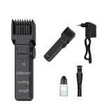Dingling RF-610 Rechargeable Hair & Beard Trimmer for Men - 2mm to 18mm Adjustable Length, AC/DC Cordless Clipper - Black - Image 6
