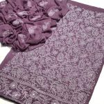 Women's Chiffon Suit Purple White Chikankari Eid Wear - 2 Pcs