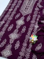 Purple Sheesha Work Chiffon Unstitched 2 Piece Suit for Women