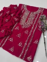 Pink Chiffon Gota Embroidered 2 Piece Suit for Weddings - Shirt & Dupatta