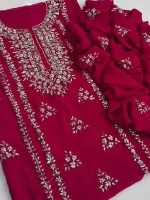Pink Chiffon Gota Embroidered 2 Piece Suit for Weddings - Shirt & Dupatta - Image 2