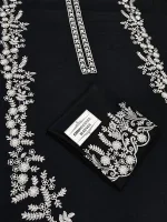 Black Cream Embroidered Lawn Unstitched 2 Piece Suit - Image 5