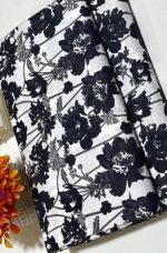 Black Floral Printed Polo Cotton Suit for Women - 2 Pcs - Image 4