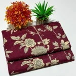 Maroon Floral Polo Cotton 2 Piece Suit for Women