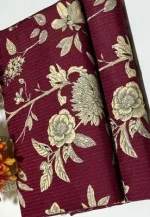 Maroon Floral Polo Cotton 2 Piece Suit for Women - Image 3