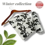 Women's Winter Floral Polo Cotton Suit - Black 2 Piece