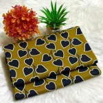Mustard Black Heart Print Polo Cotton Unstitched 2 Piece Suit