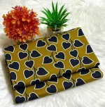 Mustard Black Heart Print Polo Cotton Unstitched 2 Piece Suit