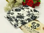 Black Floral Printed Polo Cotton White Unstitched 2 Piece Suit - Image 3