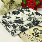 Black Floral Printed Polo Cotton White Unstitched 2 Piece Suit