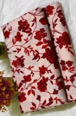 Red Printed Polo Cotton Shirt & Trouser 2 Piece Suit Set - Image 3