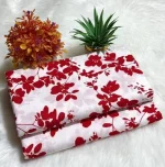Red Floral Printed Polo Cotton Shirt & Trouser 2 Piece Suit Set - Image 5