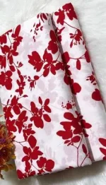 Red Floral Printed Polo Cotton Shirt & Trouser 2 Piece Suit Set - Image 4