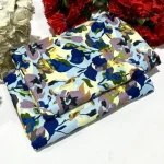 Blue Printed Polo Cotton Shirt & Trouser Unstitched 2 Piece Suit - Image 2
