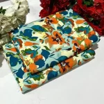 Floral Printed Polo Cotton Shirt & Trouser 2 Piece Suit Set - Orange