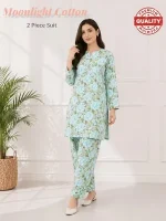 Blue Printed Polo Cotton Shirt & Trouser 2 Piece Suit Set - Image 2