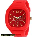 Red Silicone Men's Analogue Watch with Gold Accent - Image 4