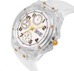 Transparent Analog Watch for Boys with LED Display and Gold Accents - Image 5
