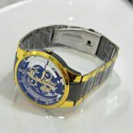 Men's Chronograph Watch Golden Stainless Steel 34mm Blue Dial - Image 4