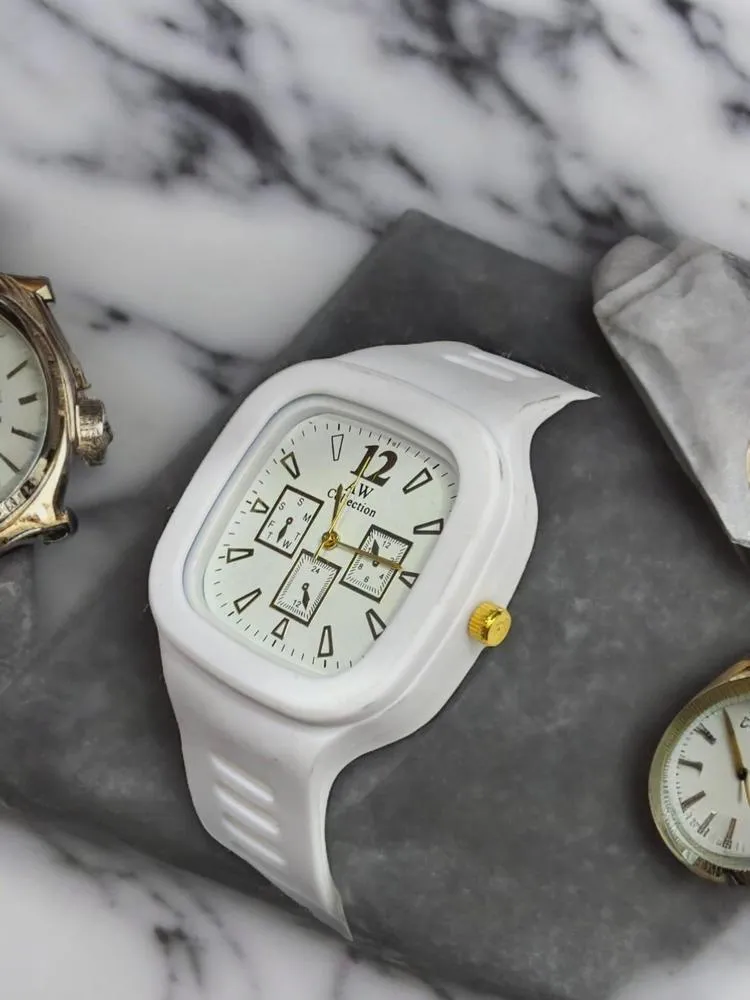 MZ1156200132TEWEHB-media-1 White Square Analog Watch with Gold Accents for Men - Image 1