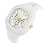 White Square Analog Watch with Gold Accents for Men - Image 4
