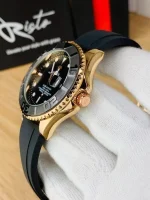 Men's Rolex Submariner Gold Black Water Resistant Watch - Image 4