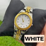 Men's Quartz Watch Stainless Steel Chain Strap White Gold