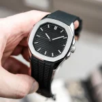 Men's Water Resistant Quartz Watch with Textured Rubber Strap - Image 2