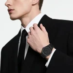 Men Carbon Fiber Black Arabic Aura Watch With Gift Box - Image 3