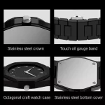 Men Carbon Fiber Black Arabic Aura Watch With Gift Box - Image 6