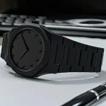 Men Carbon Fiber Black Arabic Aura Watch With Gift Box - Image 8