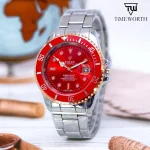 Men's Rolex Style Diver Watch with Date Function Silver Golden Dial - Image 7
