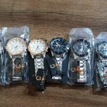 Men's Stainless Steel Chain Strap Watches Black Golden