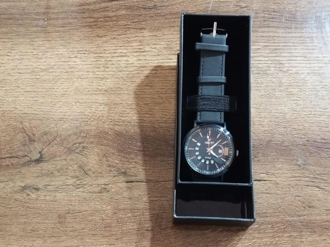 MZ1855200053MS-media-1 Men's Black PU Leather Watch with Date Function - Image 1