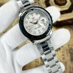 Men's Stainless Steel Chain Strap Watch with Date Display - Silver Multicolor