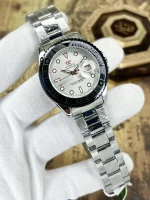 Men's Stainless Steel Chain Strap Watch with Date Display - Silver Multicolor