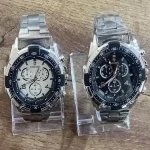 Men's Stainless Steel Chronograph Watch Rose Gold Dial Silver Black - Image 4