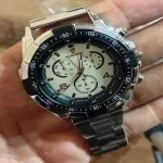 Men's Stainless Steel Chronograph Watch Rose Gold Dial Silver Black - Image 5