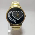 Stainless Steel Heart Watch for Women with Rhinestones