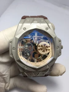 Modern Skeletonized Watch for Men with Rubber Strap