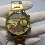 All-Gold Chronograph Watch for Men - Stainless Steel Chain Strap Multifunction Dial