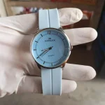 Men's Light Blue Textured Dial Watch with Silicone Strap - 45mm Sporty Analog Watch - Image 3