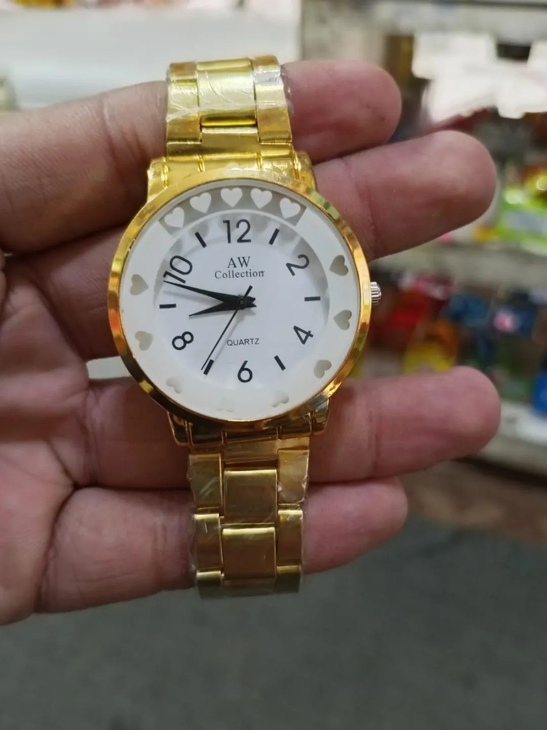 MZ1885200198QRBR-media-1 AW Gold Tone Quartz Watch with Heart Bezel - Image 1