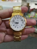 AW Gold Tone Quartz Watch with Heart Bezel - Image 3