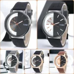 Men's Black Leather Round Dial Watch 20mm - Image 6
