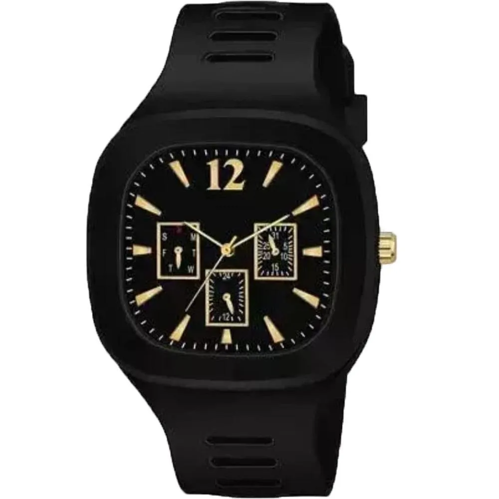 MZ1990200396SNPICL-media-1 Black Silicone Multi-Dial Watch for Men - Stylish Analog Wrist Watch in Pakistan - Image 1