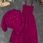 Pink Linen 2-Piece Set with Coati Top & Gazzer Frock