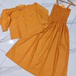 Mustard Linen 2-Piece Coati Set for Women