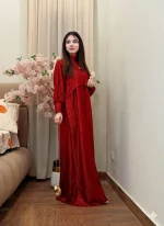 Red Sequin Maxi Dress for Women Wedding Party Wear