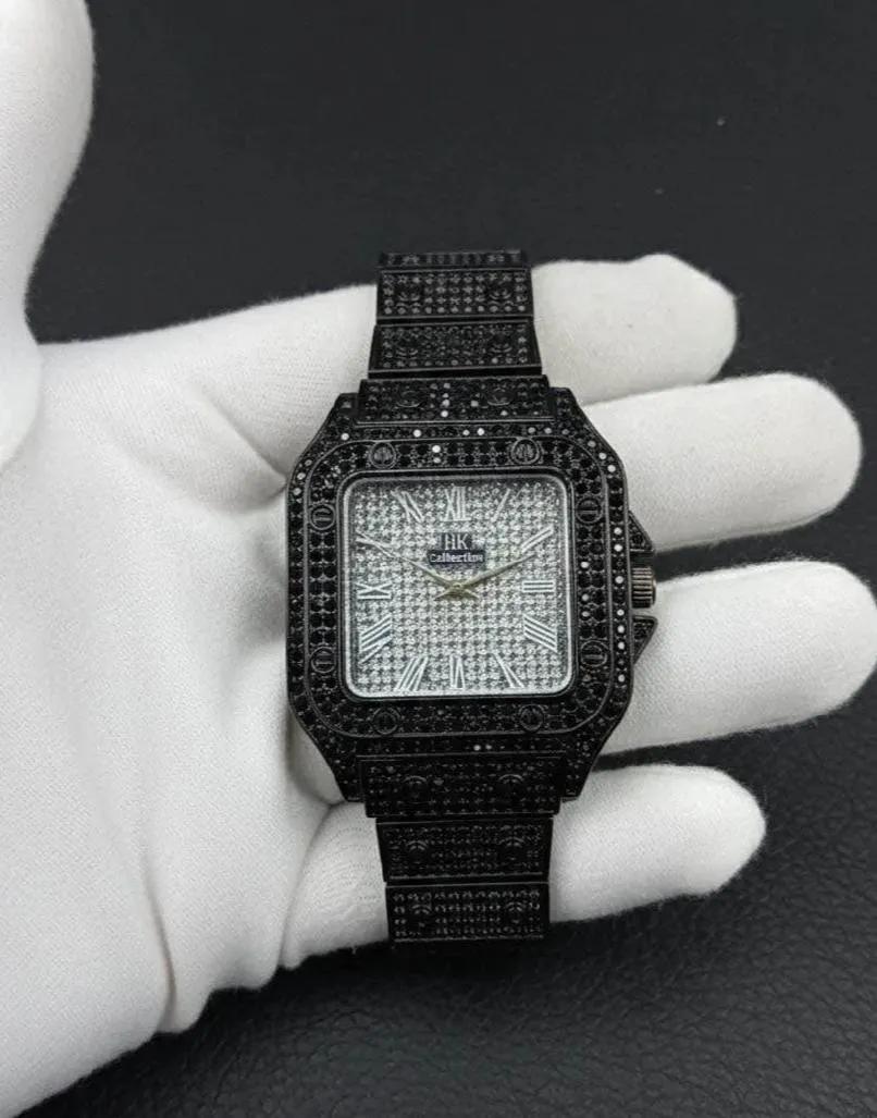 MZ2131200033HATS-media-1 Black Diamond Luxury Men's Watch Stainless Steel Chain Strap - Image 1